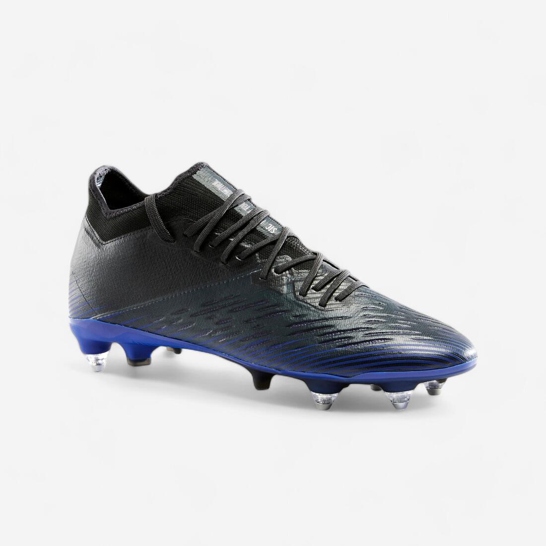Chaussure de football adulte terrains gras CLR SG noir et bleu