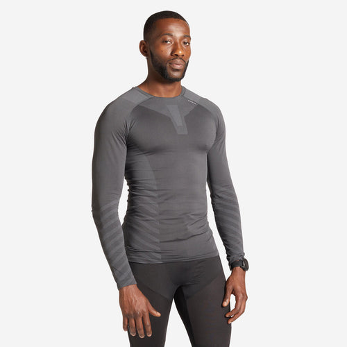 





T-shirt de running manches longues slim Homme - KIPRUN Run 500 Sans couture Gris