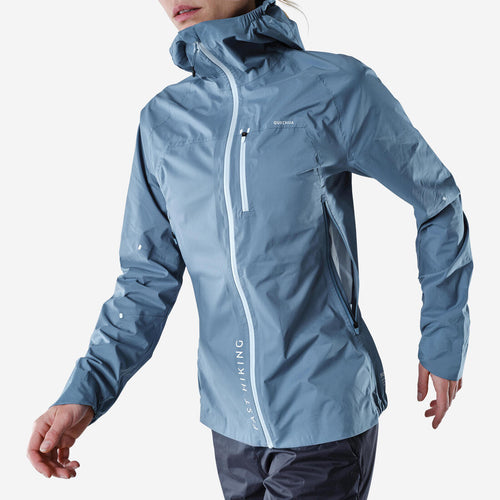 





Veste imperméable ultra légère de randonnée rapide - FH500 rain - Femme Bleu