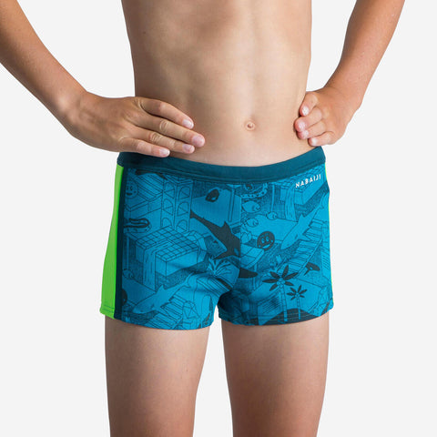 





Boxer de Bain Natation Garçon - Yokob - Bleu sombre / Vert fluo