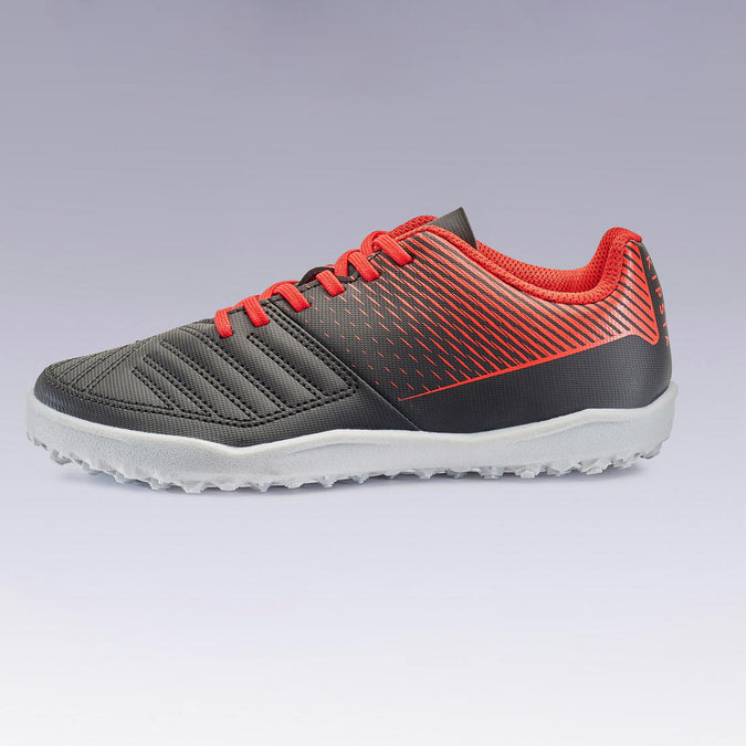 Chaussure de football terrain dur Agility 100 TURF TF Noire Rouge