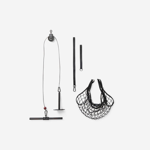 





Station poulie de musculation avec barre de tirage, support disque et filet