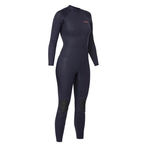 





Combinaison surf 100 néoprène 2/2 mm femme bleu marine back zip