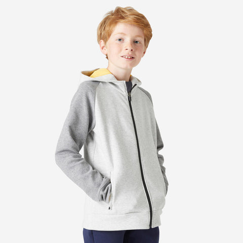 





Sweat zippé à capuche enfant coton respirant - 900 gris chiné moyen et foncé