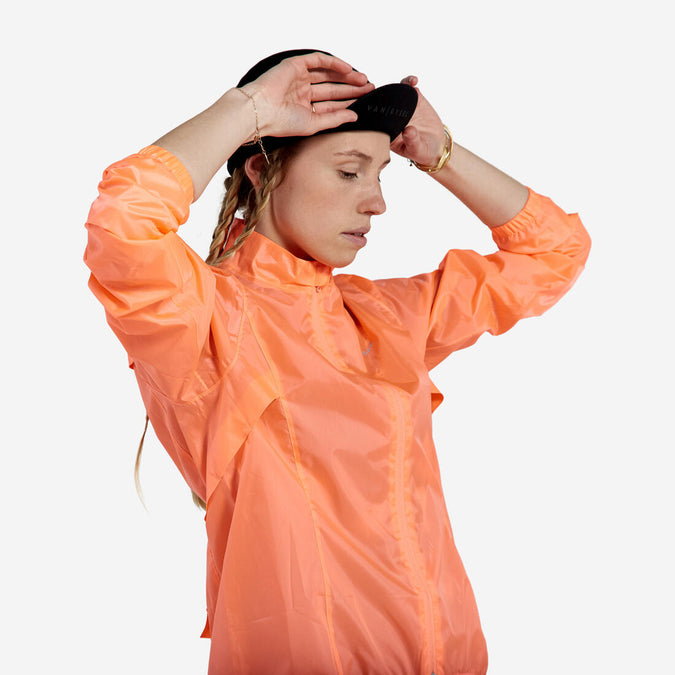 coupe pluie velo 100 femme corail