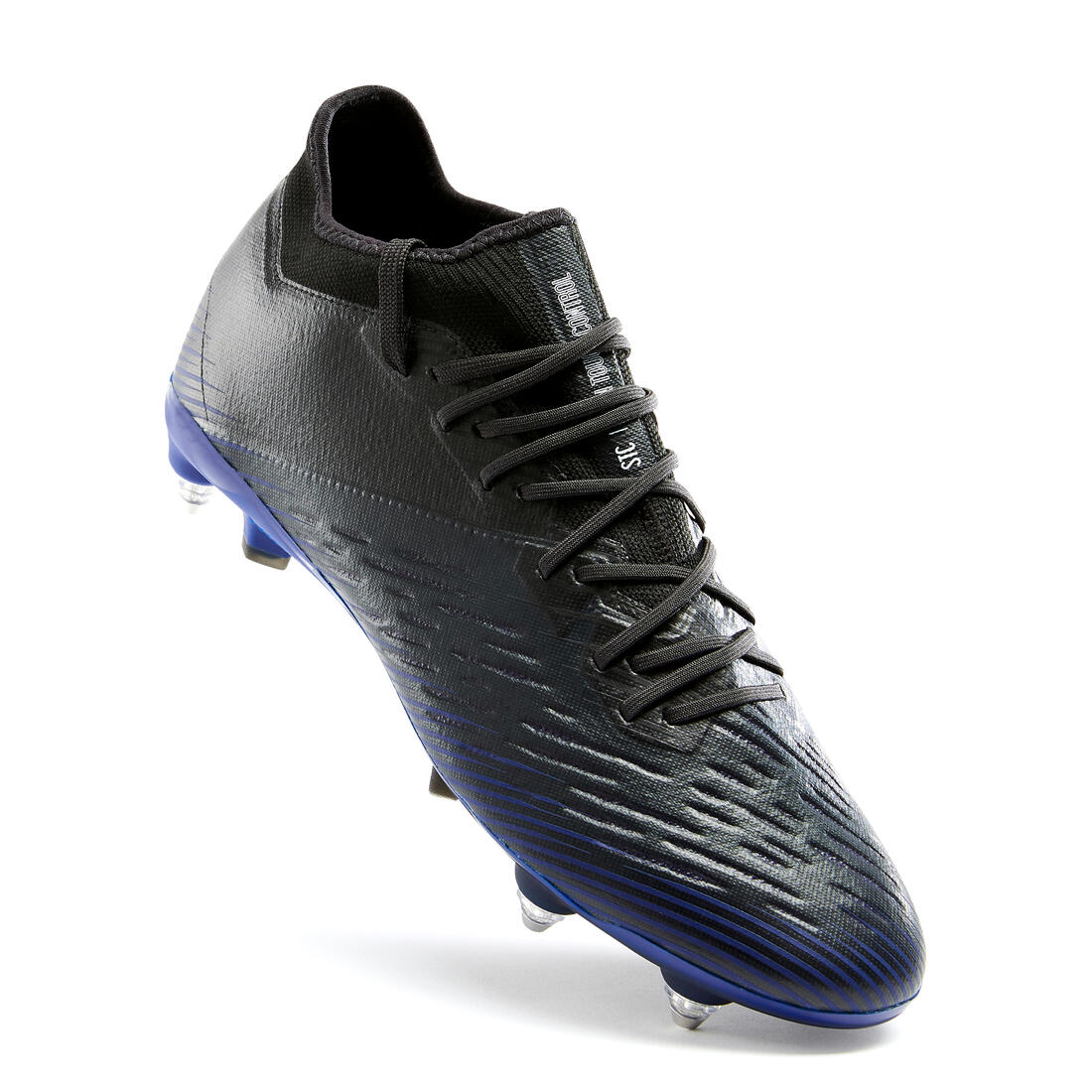Chaussure de football adulte terrains gras CLR SG noir et bleu