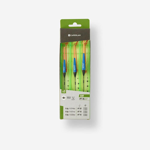 





LOT DE 3 LIGNES MONTEES POUR LA PECHE AU COUP EN ETANG RL500 L1 0,4g 0,6g 0,8g