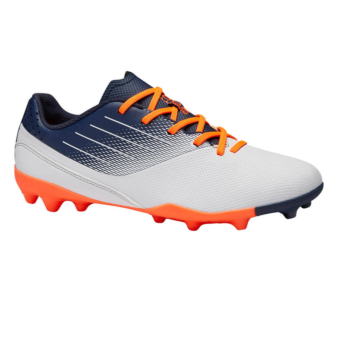 





Chaussure de football enfant terrain sec AGILITY 500  MG basse grise et marine, photo 1 of 13