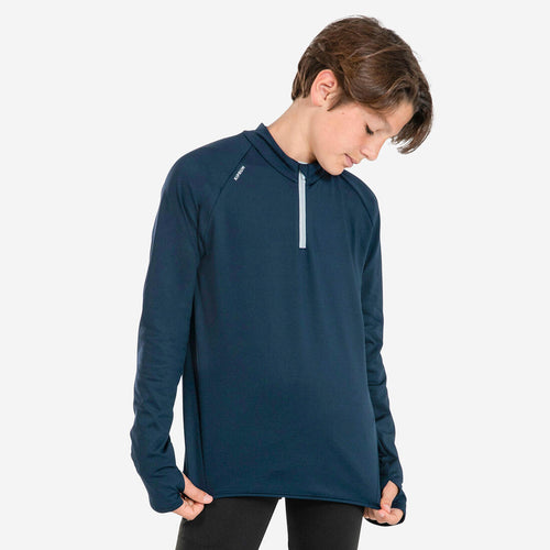 





Tee-Shirt manches longues running Enfant 1/2 zip chaud - KIPRUN Warm 100 Marine