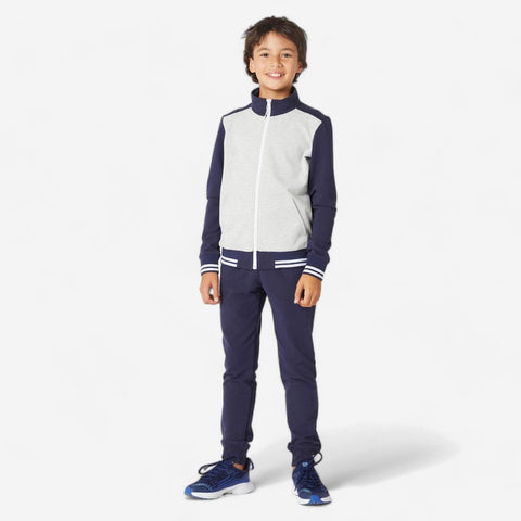 





Survêtement chaud enfant - 500 veste grise et marine, pantalon marine