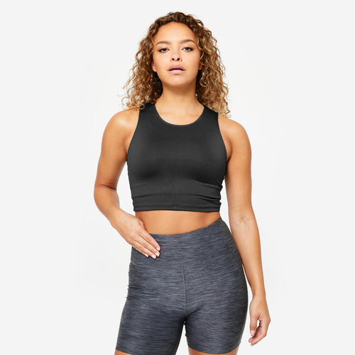 





Débardeur crop top fitness femme, noir