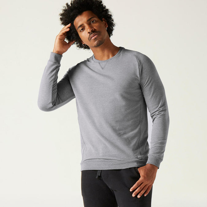 Men s Fitness Sweatshirt Crew Shale Gray Online Decathlon