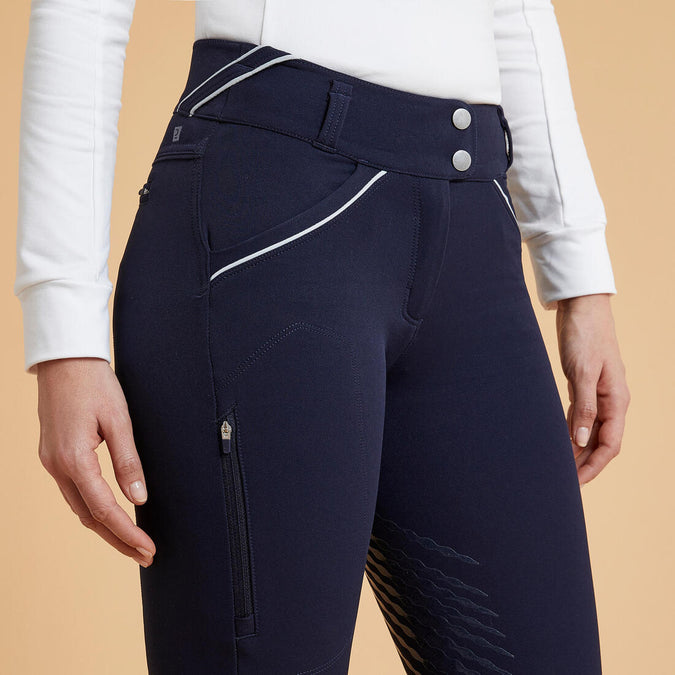 Pantalon equitation classic grip Femme 900 marine