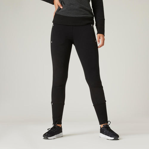 





Pantalon jogging slim bas zippé fitness femme - 520 Noir