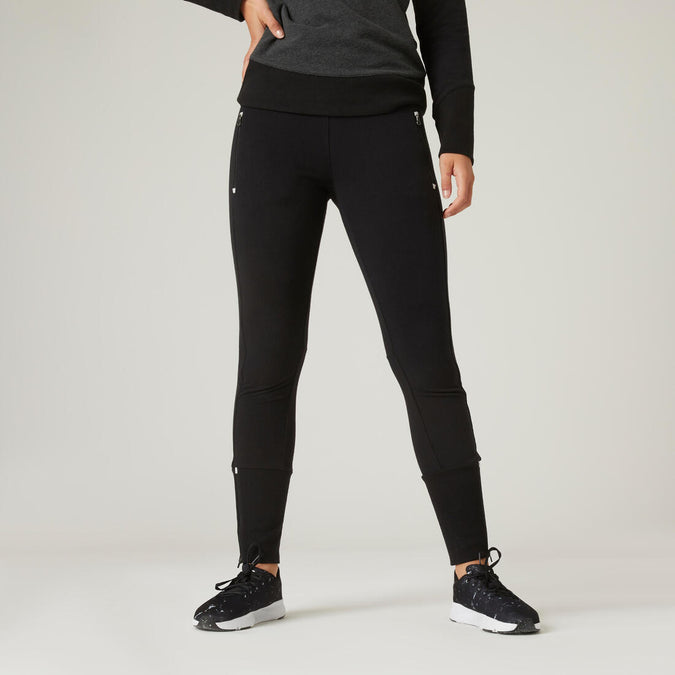 





Pantalon jogging slim bas zippé fitness femme - 520 Noir, photo 1 of 7