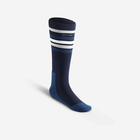 





Chaussettes équitation enfant SKS100 marine et bleu nuit/rayures blanches.