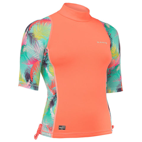 





tee shirt anti uv surf top 500 CORAIL fille