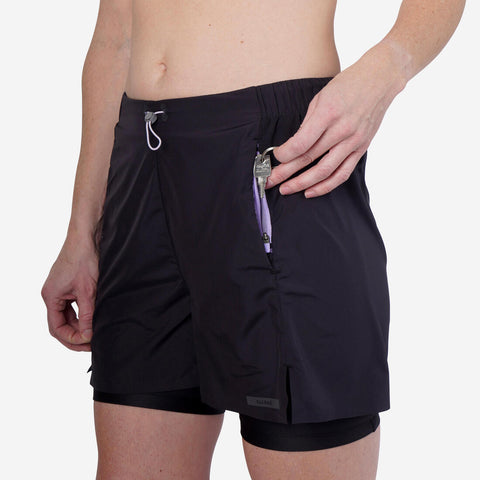 





Short 2 en 1 running respirant femme - kiprun run 500 dry noir