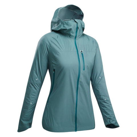 





Veste imperméable ultra légère de randonnée rapide - FH500 rain - Femme Bleu