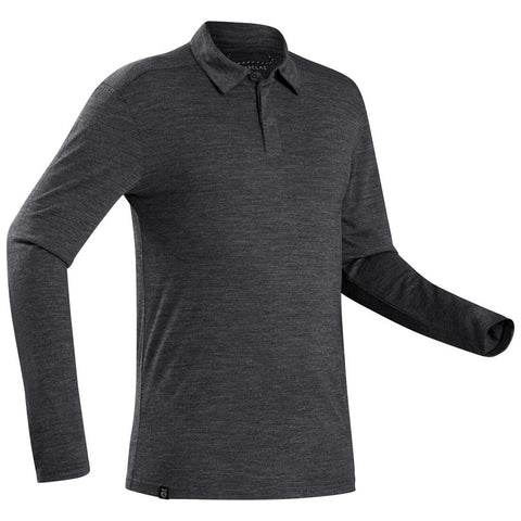 





Polo laine mérinos de trek voyage - TRAVEL 500 manches longues gris homme