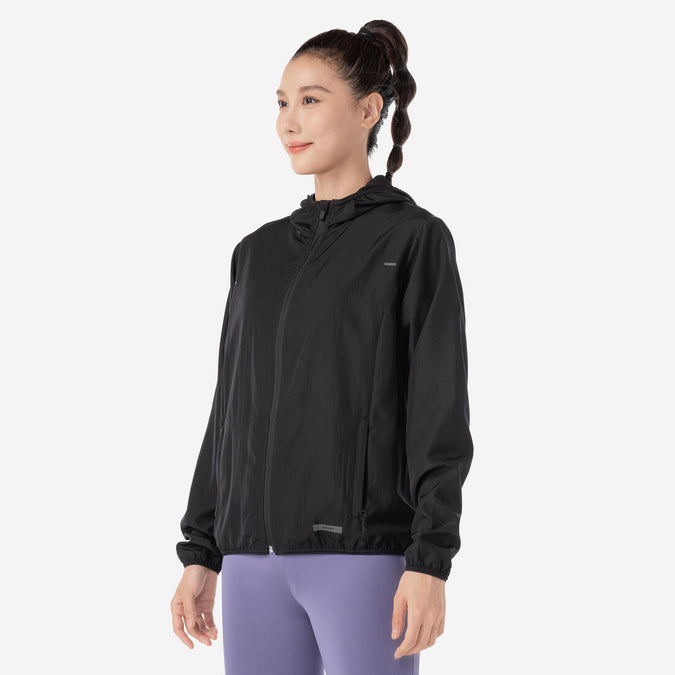 Veste coupe vent de running Femme KIPRUN Run 100 Wind Noire