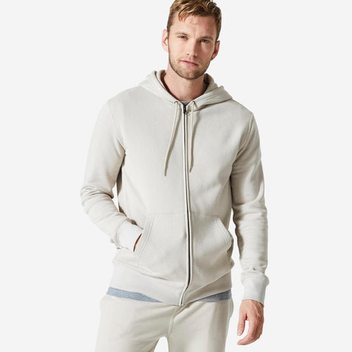 





Sweat zippé à capuche Fitness Homme - 500 Essentials Gris lin