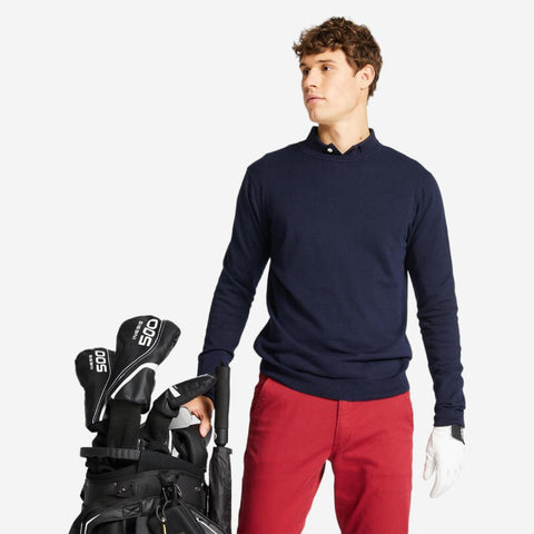 





Pull de golf col rond homme MW500 bleu marine