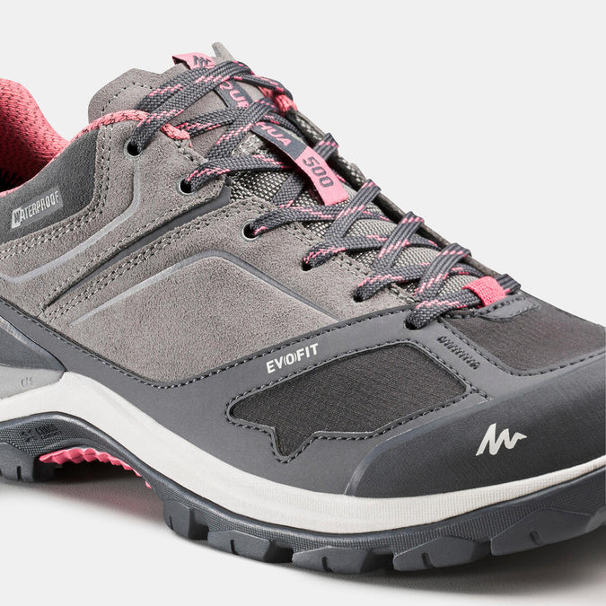 Chaussures impermeables de randonnee montagne MH500 Gris Rose Femme