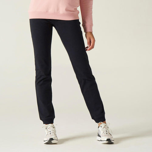 





Pantalon jogging fitness femme coton coupe droite sans poche - 120 noir - Decathlon Maurice