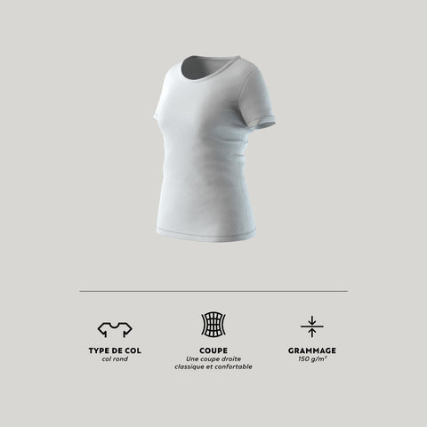 





T-shirt fitness manches courtes droit coton col rond femme - Decathlon Maurice