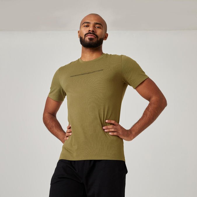 





T-shirt fitness manches courtes slim coton extensible col rond homme noir a lo - Decathlon Maurice, photo 1 of 6