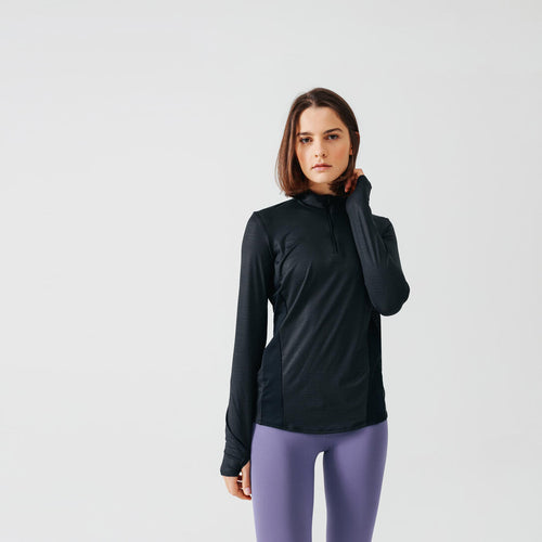 





T-shirt running manches longues 1/2 zip femme - Dry+ noir - Decathlon Maurice